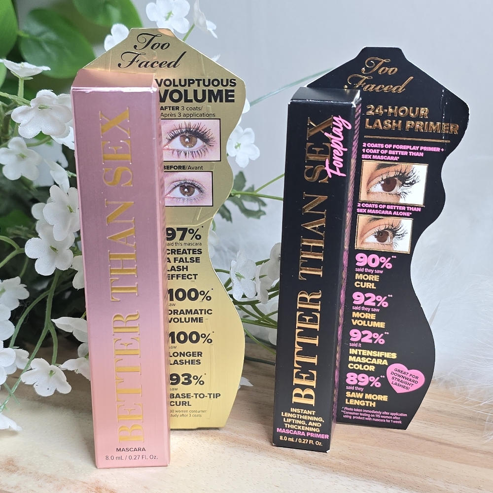 Too Faced Better Than Sex Volumizing & Lengthening Mascara & Foreplay Primer New